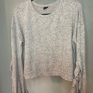 Light pink & grey heather sweater w/ ruffle sleeve